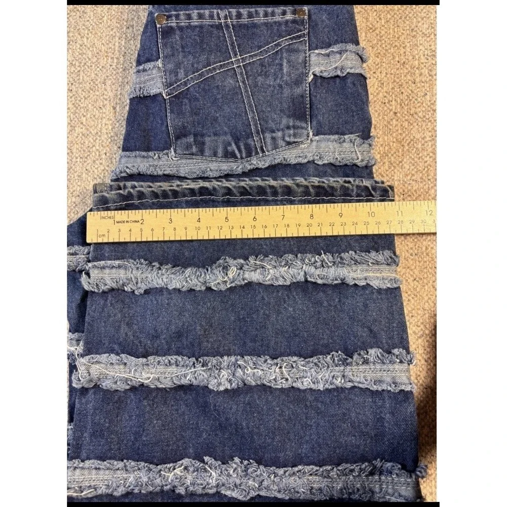 Ragged Jeans Y2K Wide Leg Blue Denim Striped Jeans Womens Size 26 - Picture 8 of 8